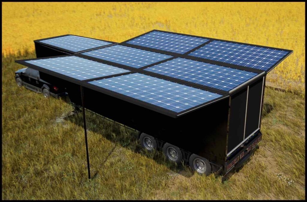 Solar panels deployed on the Ground Control Station generating sustainable energy